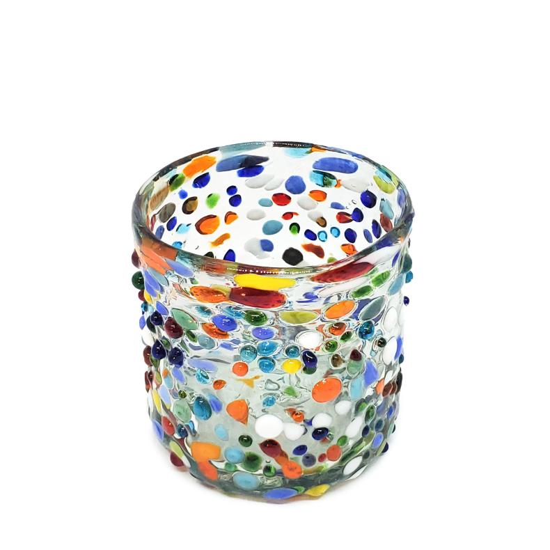 Novedades / Juego de 6 vasos DOF 8oz Confeti granizado / Deje entrar a la primavera en su casa con ste colorido juego de vasos. El decorado con vidrio multicolor los hace resaltar en cualquier lugar.